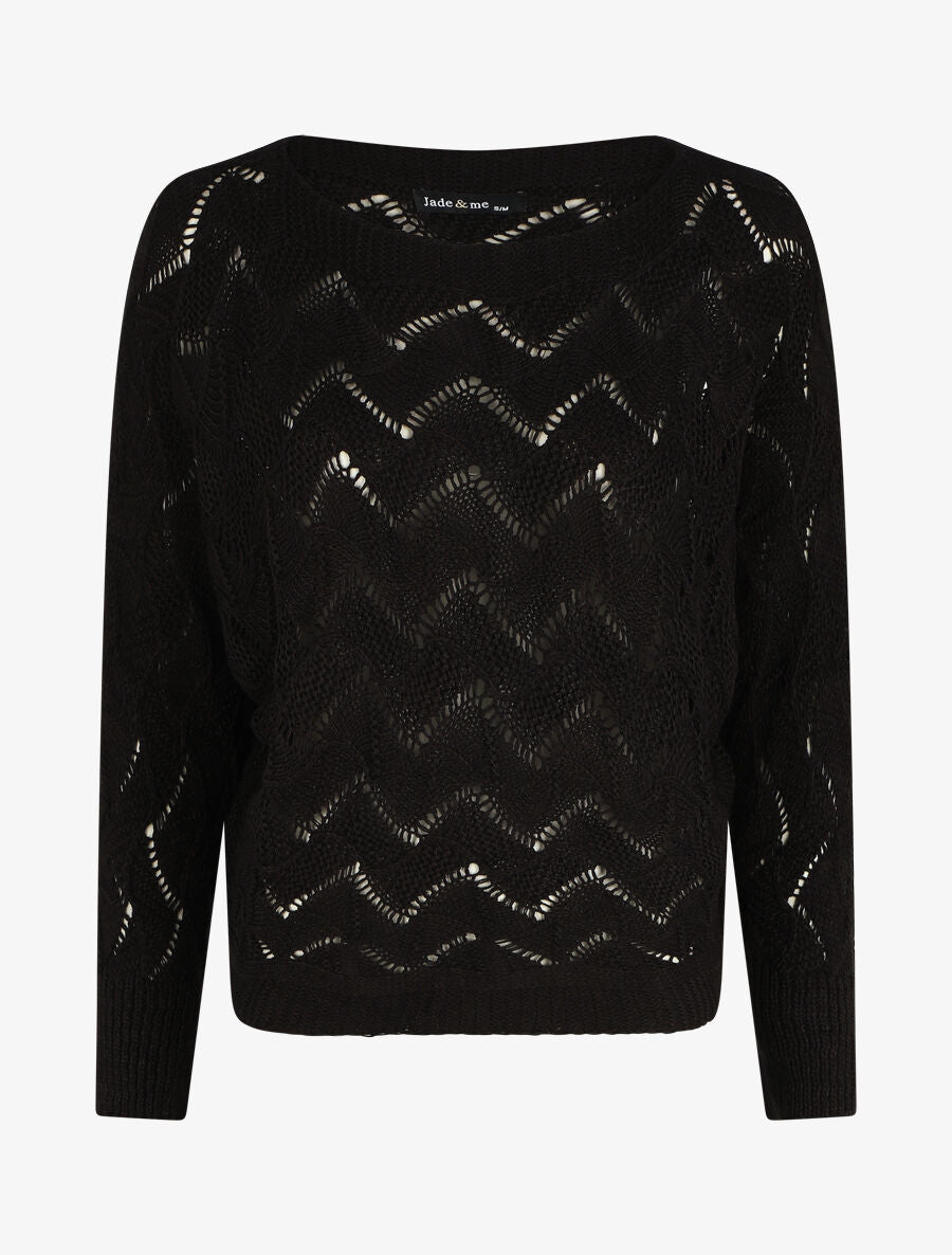 Pull loose col bateau - Noir - 4