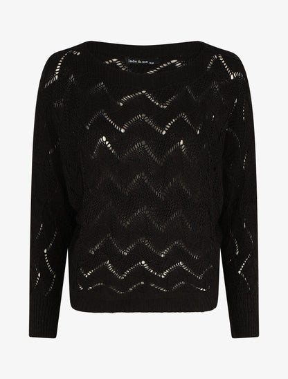 Pull loose col bateau - Noir - 4