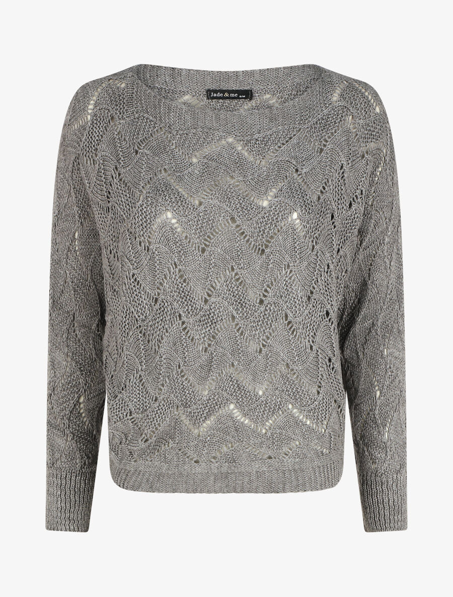 Pull loose col bateau - Gris - 4