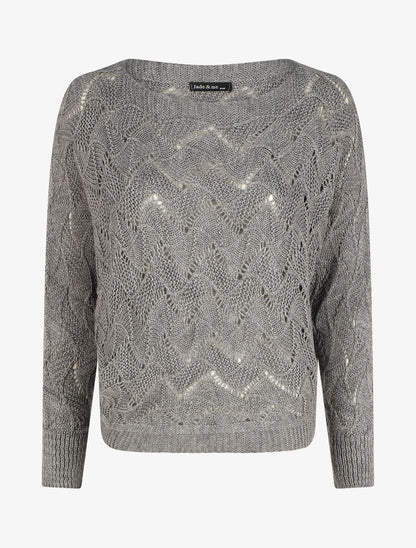 Pull loose col bateau - Gris - 4