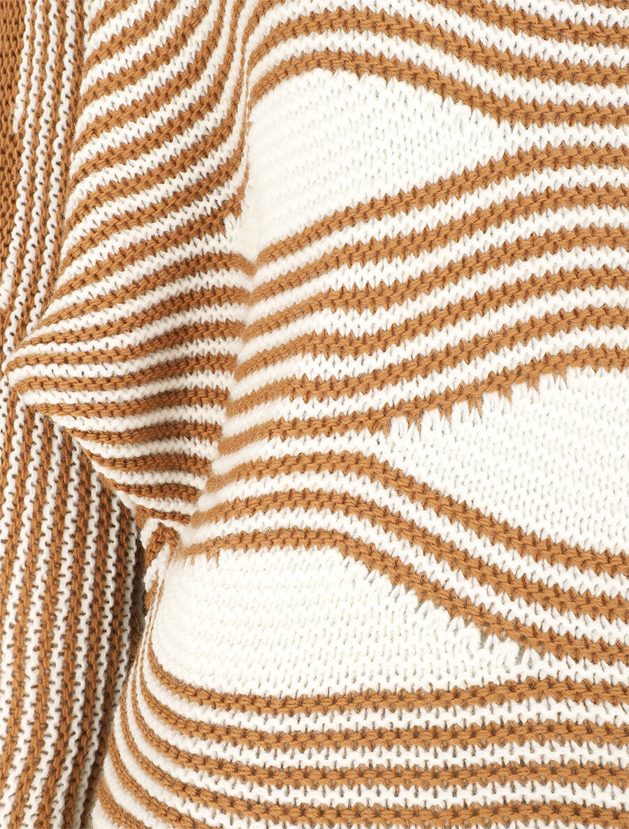 Pull ample à motif rayé fantaisie - Camel - 3