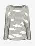 Pull ample à motif rayé fantaisie - Gris - 4