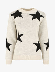 Pull droit motif étoiles - Beige - 1