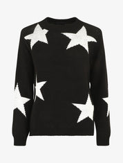 Pull droit motif étoiles - Noir - 4