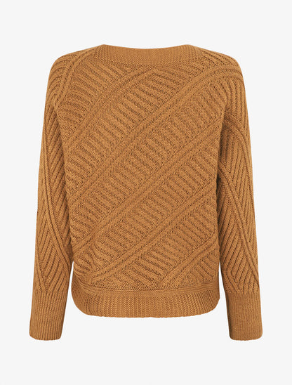 Pull droit uni à col bateau - Camel - 2