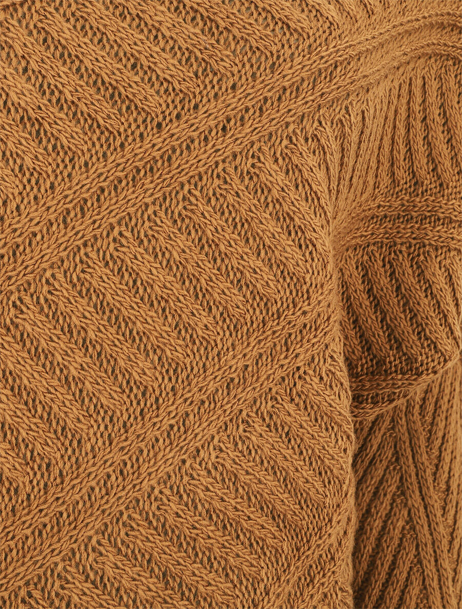 Pull droit uni à col bateau - Camel - 3