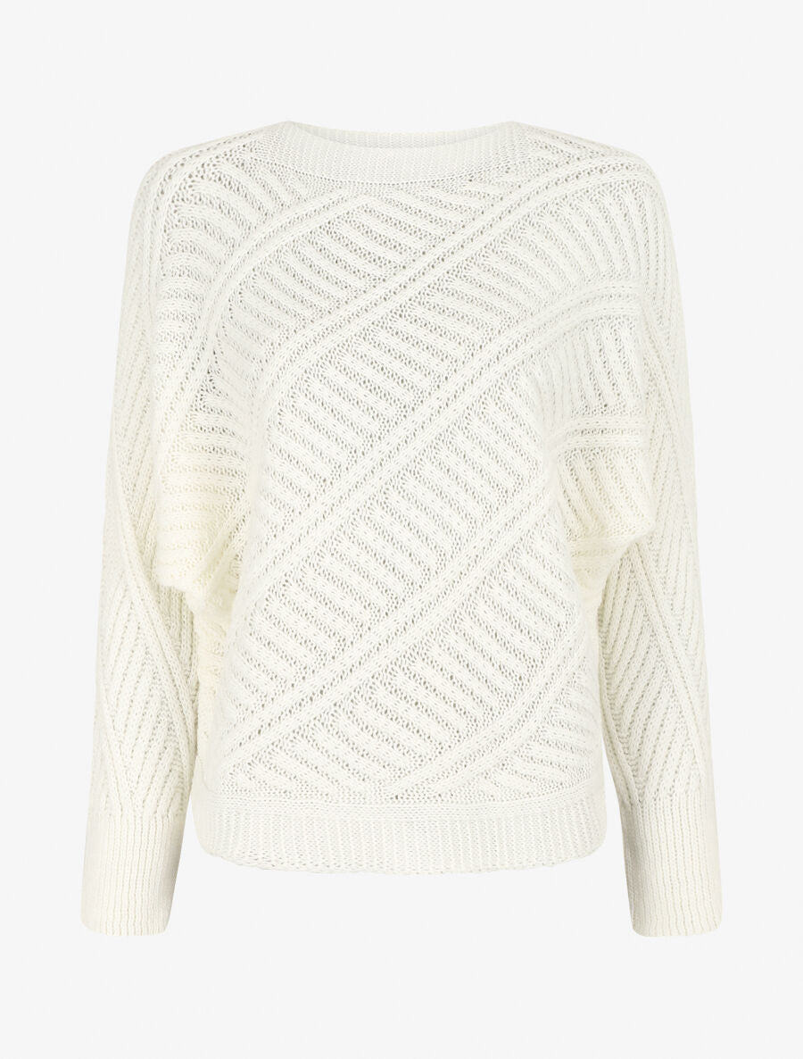 Pull droit uni à col bateau - Blanc - 1