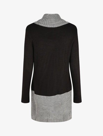 Robe pull col roulé à bouton - Gris - 2