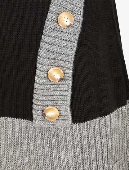 Robe pull col roulé à bouton - Gris - 3