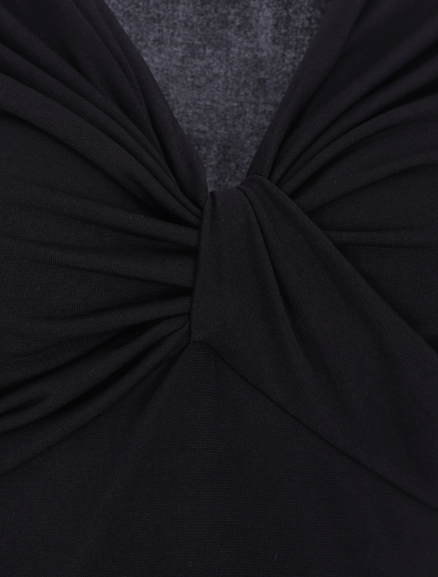 Body uni à col V drapé - Noir - 3