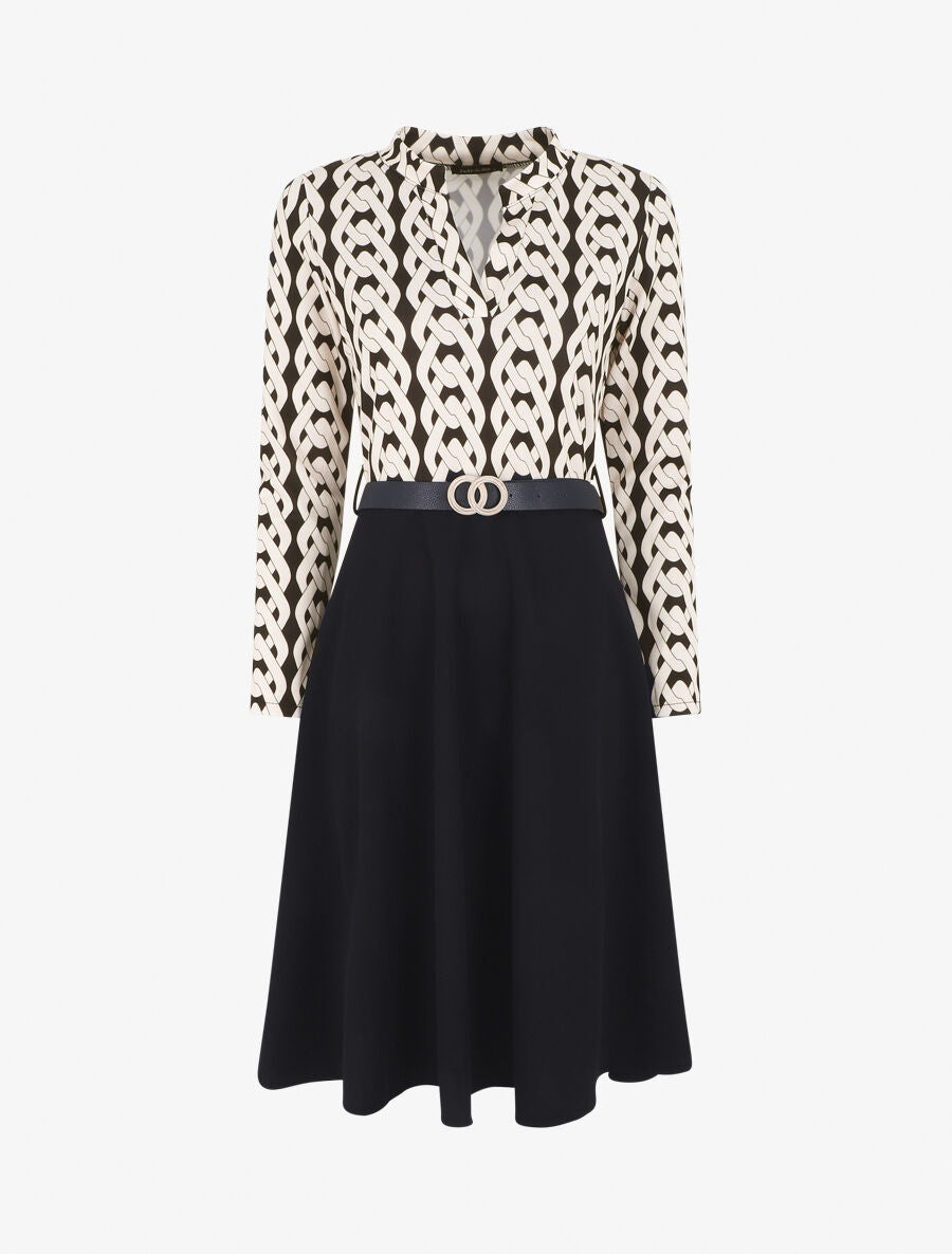 Robe bicolore imprimé graphique - Noir - 1