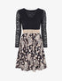 Robe à imprimé graphique et dentelle - Noir - 1