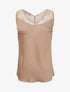 Top satiné à épaules en dentelle - Beige - 3