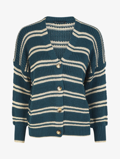 Gilet droit à rayures irisées - Bleu canard - 5