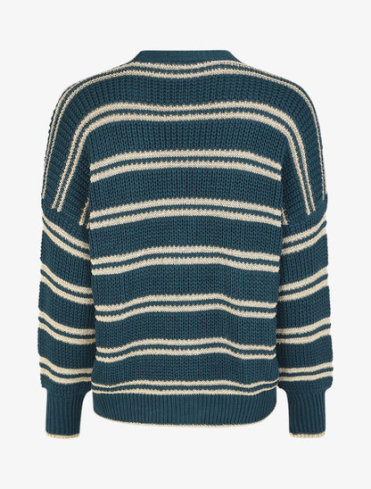 Gilet droit à rayures irisées - Bleu canard - 2