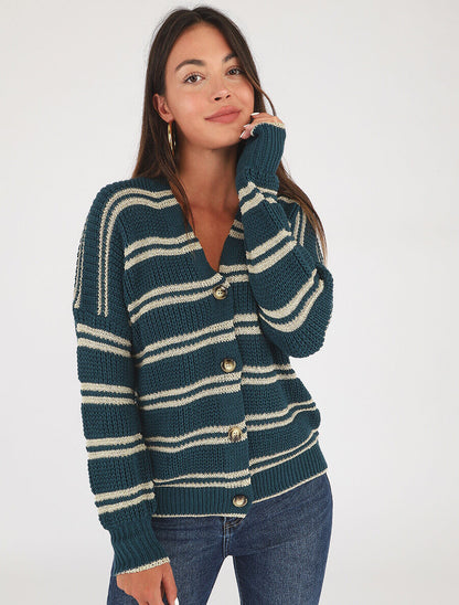 Gilet droit à rayures irisées - Bleu canard - 4