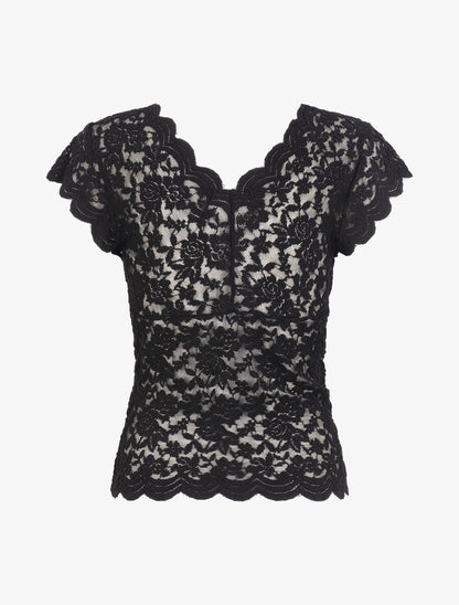 Top en dentelle transparent - Noir - 2