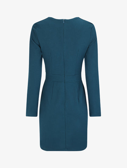 Robe courte ajustée à chaîne - Bleu canard - 2