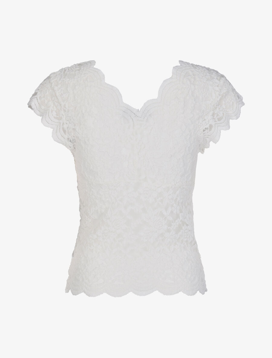 Top en dentelle transparent - Blanc - 2
