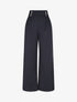 Pantalon ample taille haute à boutons - Marine - 4
