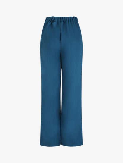 Pantalon droit uni taille haute - Bleu canard - 4