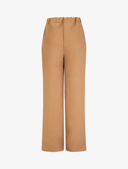 Pantalon droit uni taille haute - Camel - 2