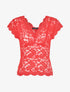 Top en dentelle transparent - Rouge - 4