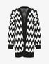Gilet oversize mi-long motif zigzag - Noir/blanc - 1