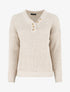 Pull droit uni col V boutonné - Beige - 4
