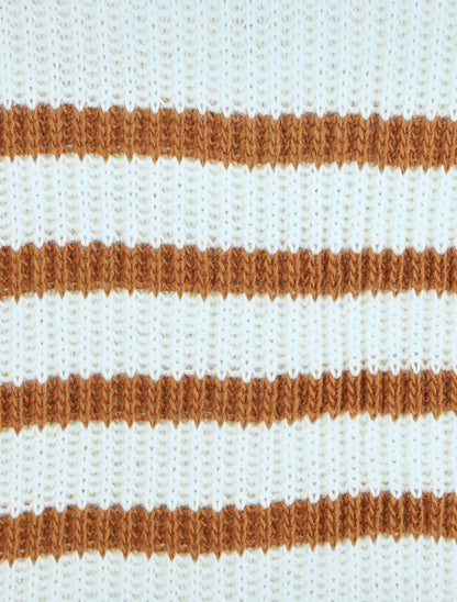Pull marinière droit motif coeur - Camel - 5