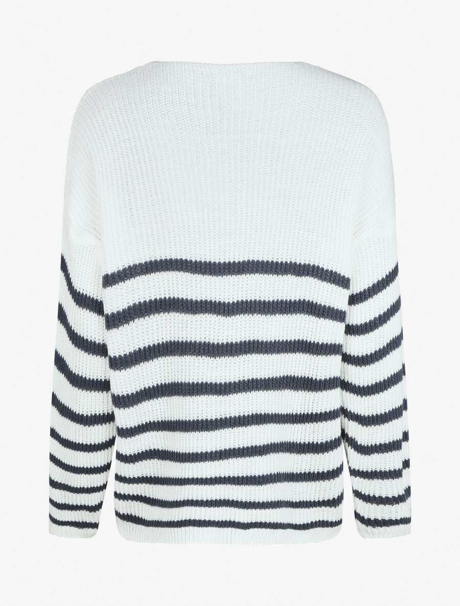 Pull marinière droit motif coeur - Bleu - 2
