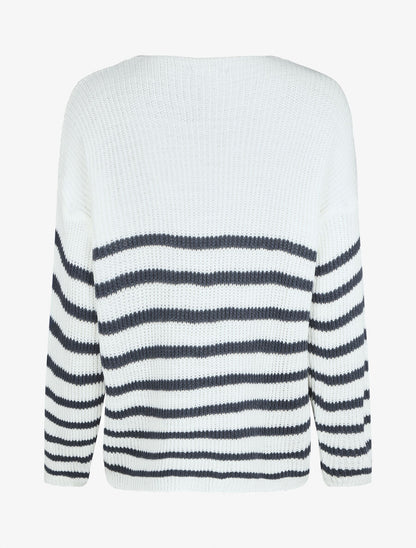 Pull marinière droit motif coeur - Bleu - 2
