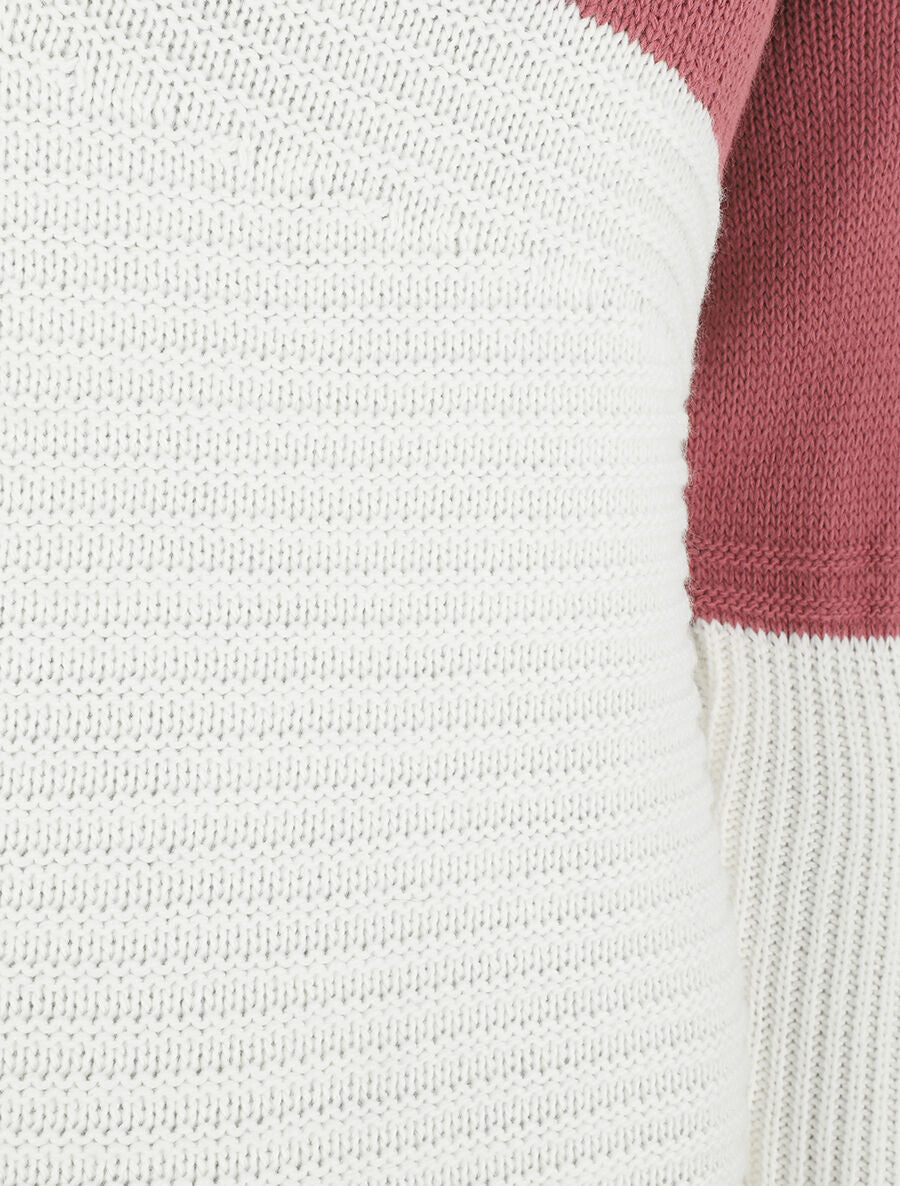 Pull droit texturé col bateau - Rose - 3