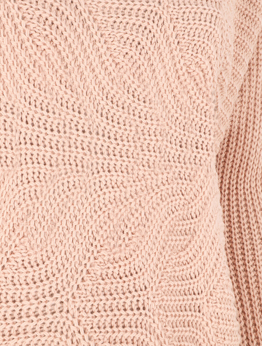 Pull ample uni maille fantaisie - Rose - 3