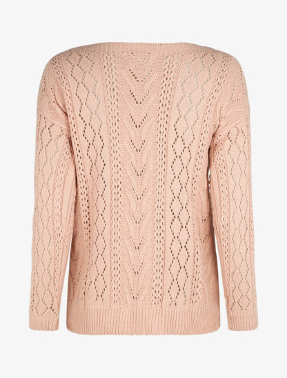 Pull droit uni col bateau - Rose - 2