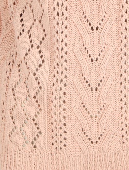 Pull droit uni col bateau - Rose - 3