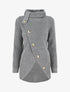Pull ample croisé à col roulé - Gris - 1