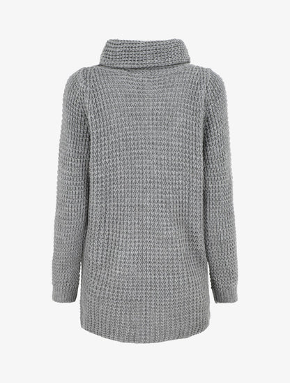 Pull ample croisé à col roulé - Gris - 2