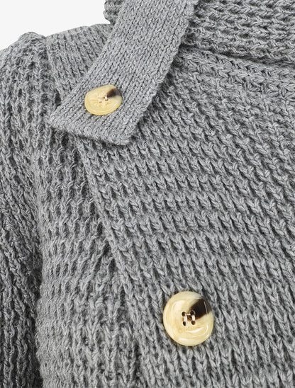 Pull ample croisé à col roulé - Gris - 3