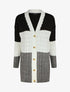 Gilet mi-long motif rayé - Noir - 1