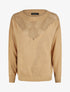Pull droit col bateau en maille ajourée - Camel - 1
