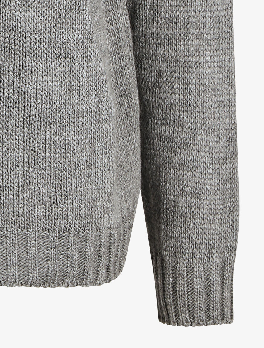 Pull droit col bateau en maille ajourée - Gris - 3