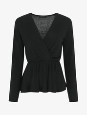 Pull uni col cache-coeur - Noir - 1