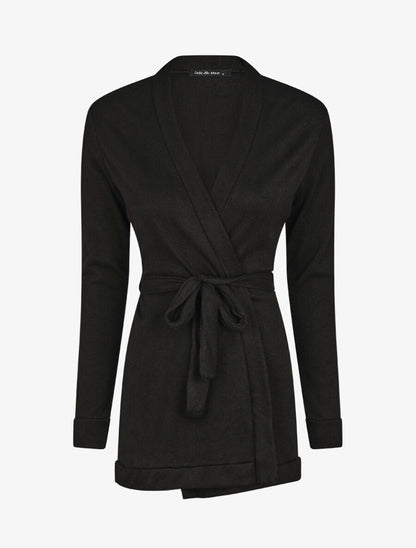 Gilet mi-long coupe droite - Noir - 4