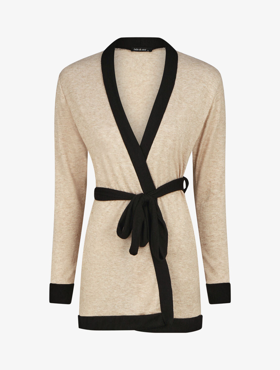 Gilet mi-long coupe droite - Beige - 1