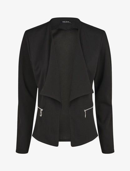 Veste droite uni poches zippées - Noir - 4