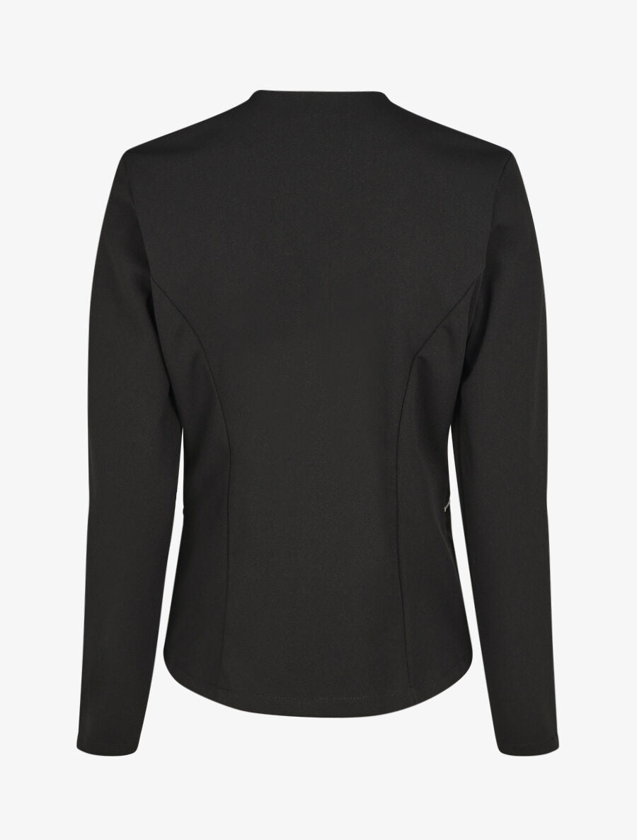 Veste droite uni poches zippées - Noir - 2