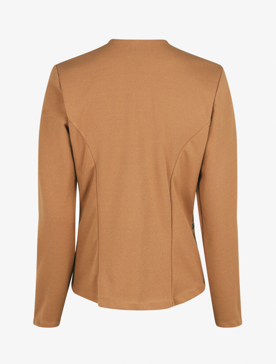 Veste droite uni poches zippées - Camel - 2