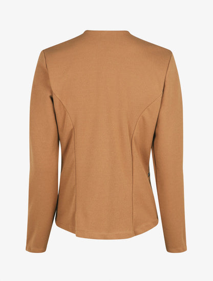 Veste droite uni poches zippées - Camel - 2