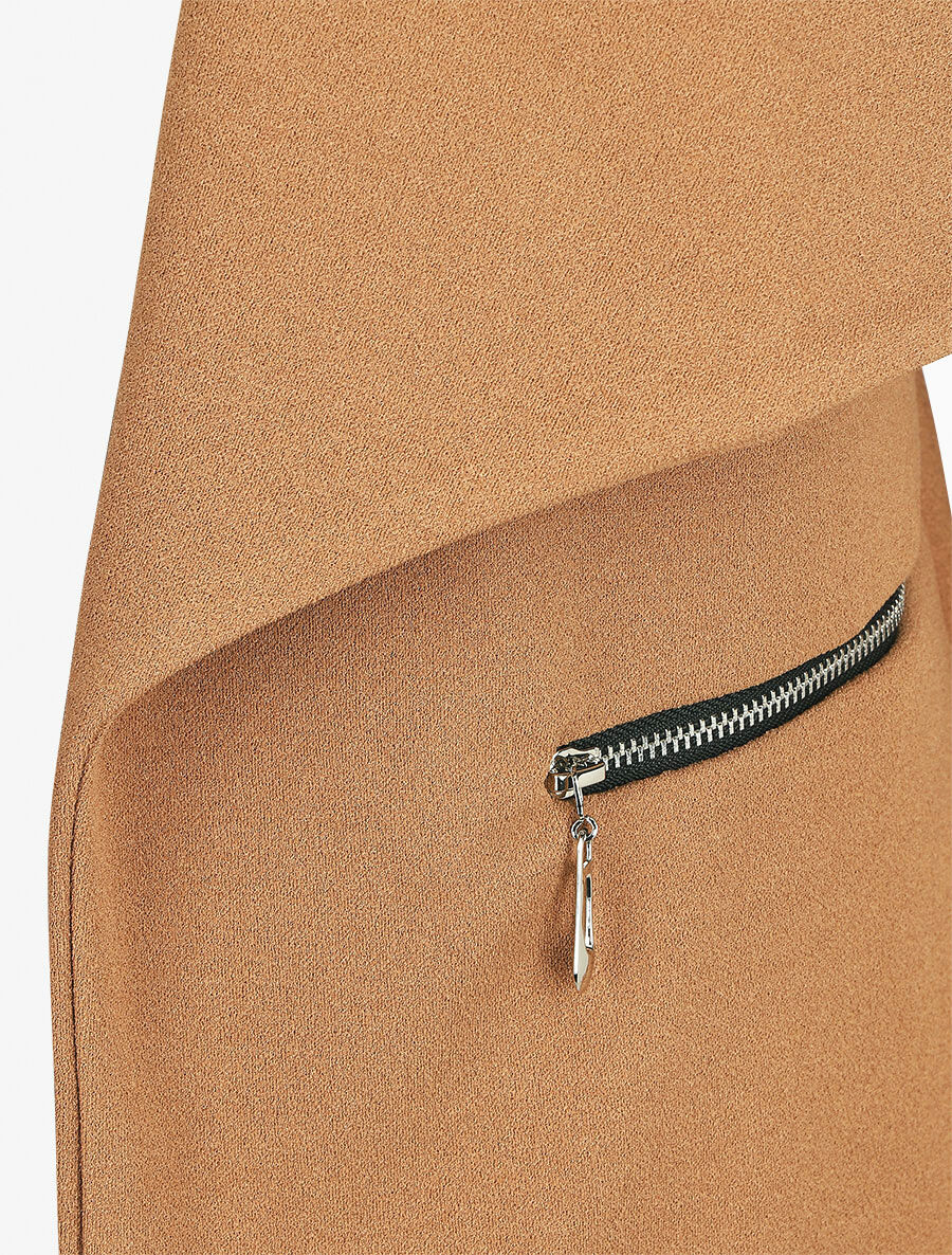 Veste droite uni poches zippées - Camel - 3